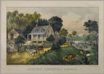 American Homestead Summer、1868-69（hand-colored litho） 作： N. and Ives, J.M. Currier